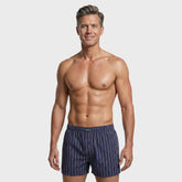 Men’s Premium Pinstripe Loose Boxer – Deep Plum & Gold Edition