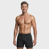 Men’s Premium Pinstripe Loose Boxer – Deep Plum & Gold Edition