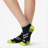 Men’s Striped Split-Toe No Show Socks – Geometric Wolf Edition