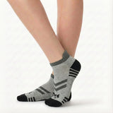 Men’s Striped Split-Toe No Show Socks – Geometric Wolf Edition