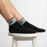 Men’s Contrast Cuff Ankle Socks – Geometric Wolf Edition