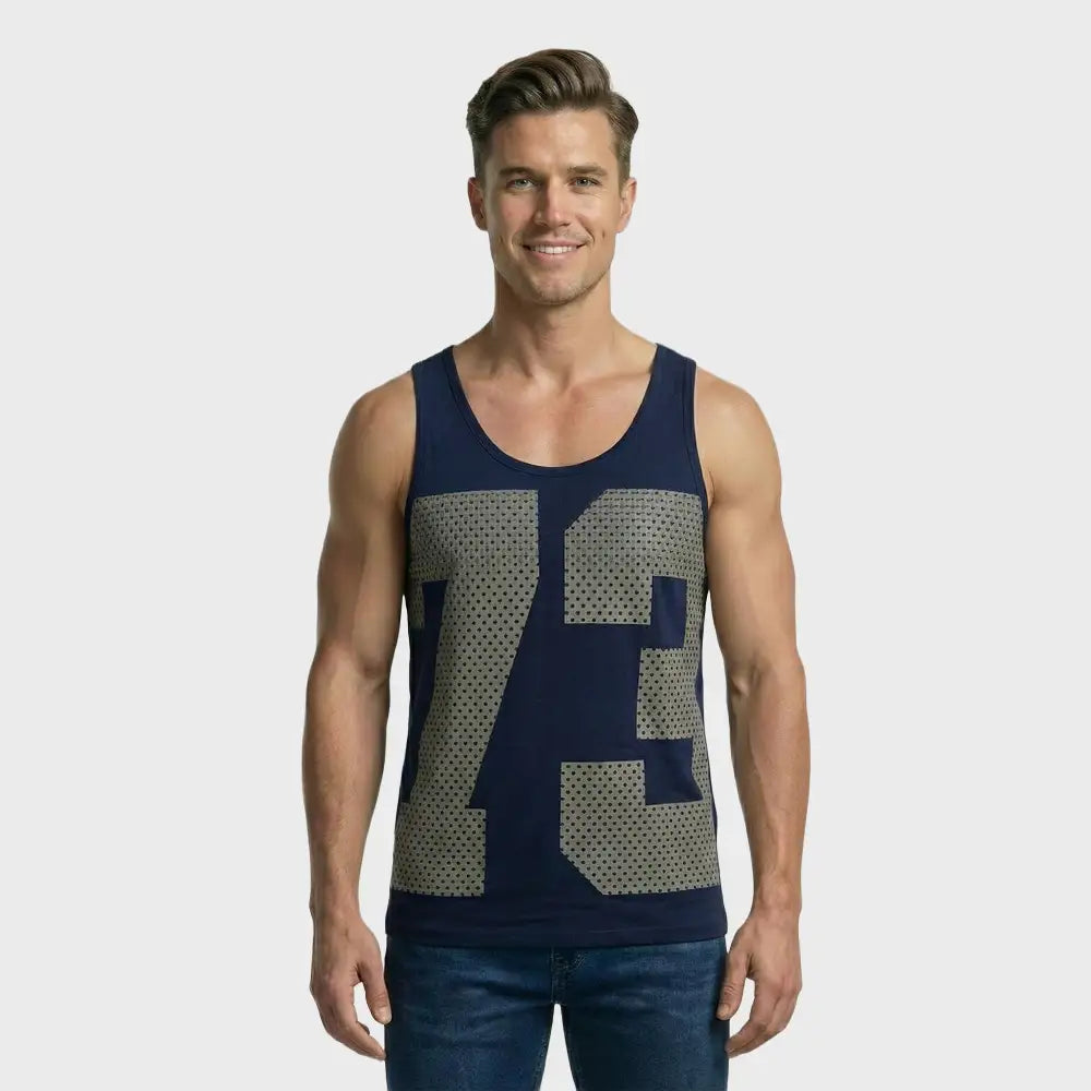 Men’s Black Graphic Print Vest – "73" Urban Polka Dot Edition