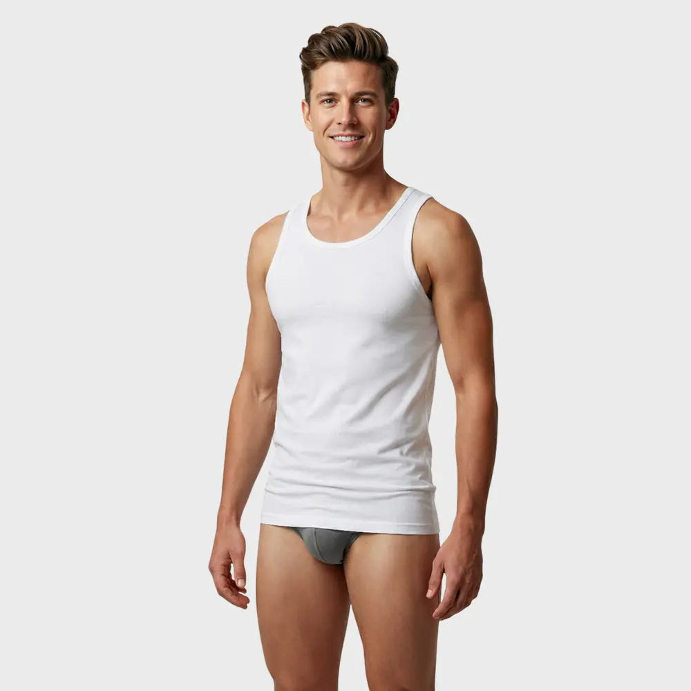Men’s Classic Broad-Shoulder White Vest – Everyday Comfort Fit