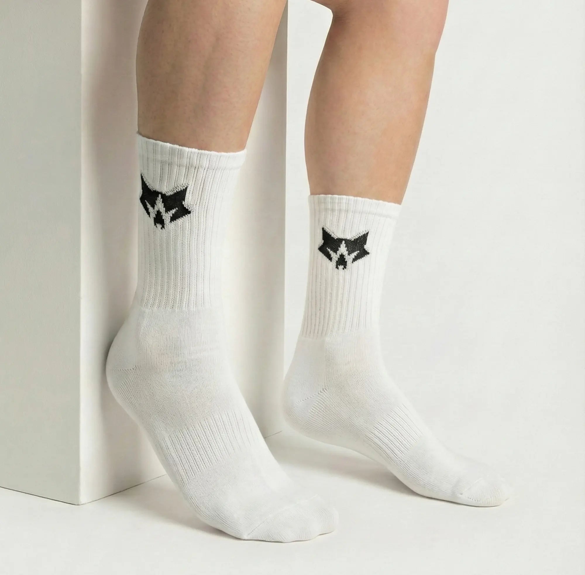 Men’s Classic Essential Crew Socks – Geometric Wolf Edition
