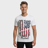 Men’s Graphic T-Shirt – White Distressed Flag & Motivational Edition