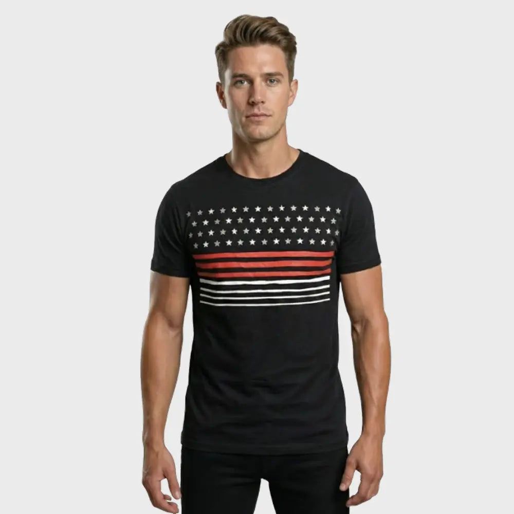 Men’s Graphic T-Shirt – Black Modern Patriot & Studded Star Edition