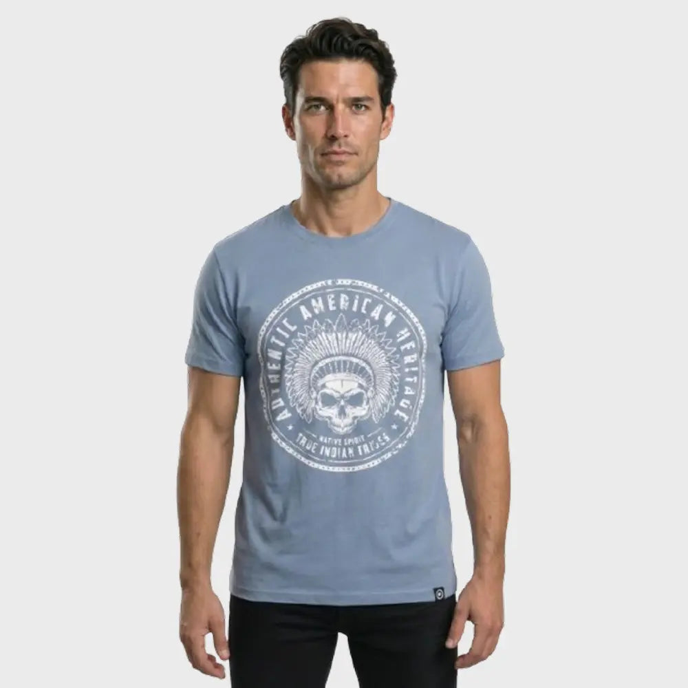 Men’s Heritage Graphic T-Shirt – Dusty Blue "American Spirit" Edition