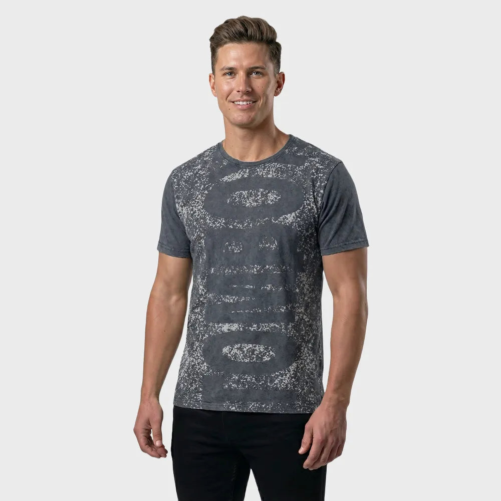 Men's Short Sleeve Crew Neck – Vertical Grunge Block Print
