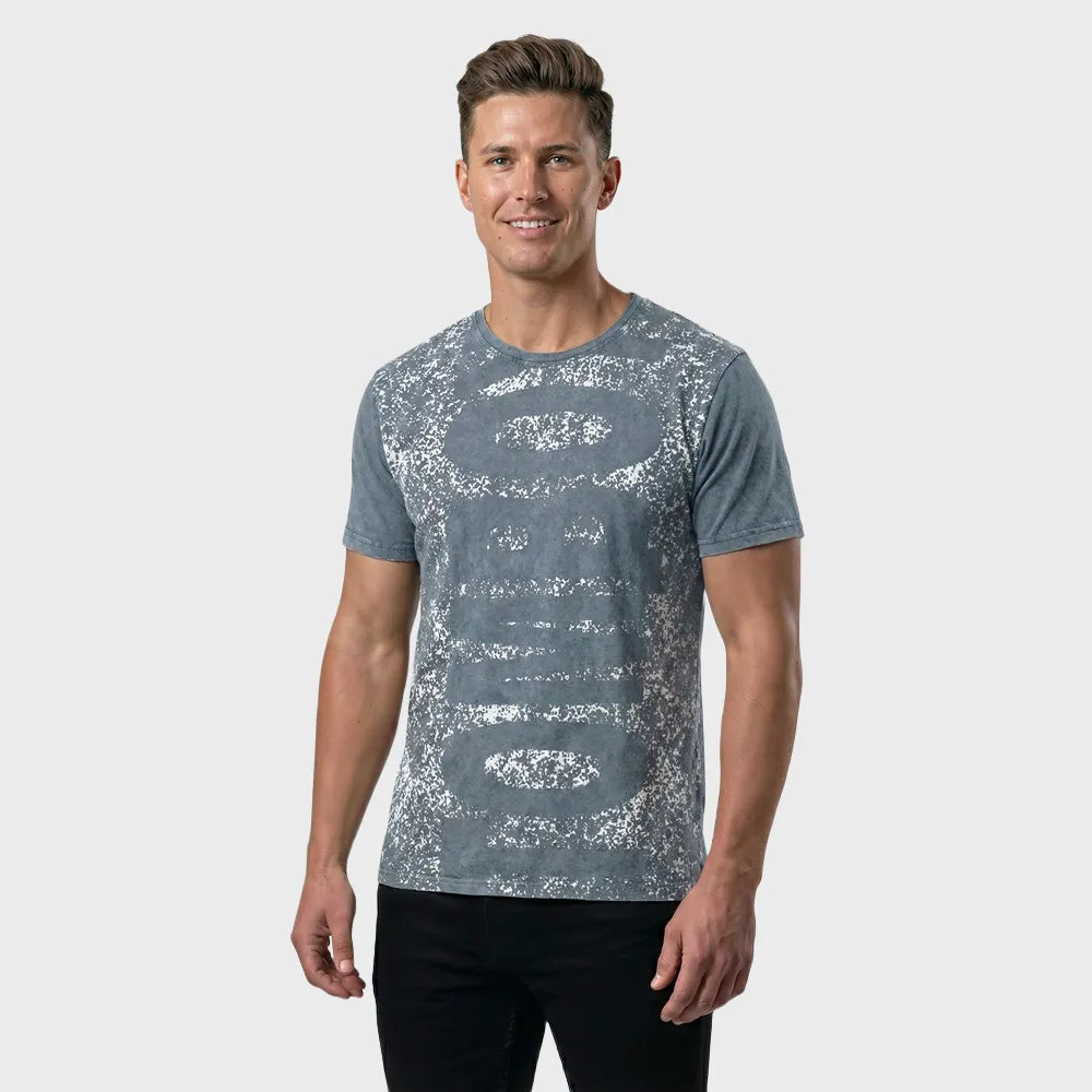 Men's Short Sleeve Crew Neck – Vertical Grunge Block Print