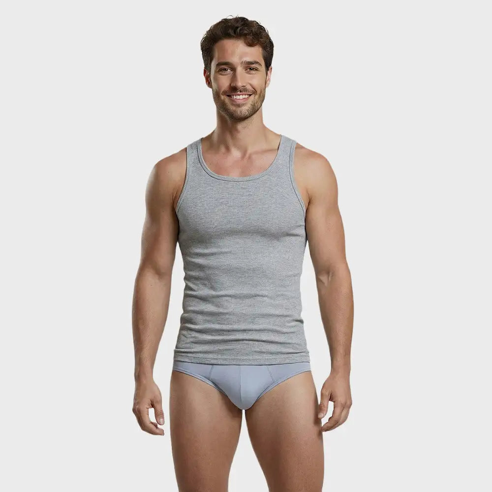 Men’s Super-Soft Ribbed Vest – Contoured Stretch Fit