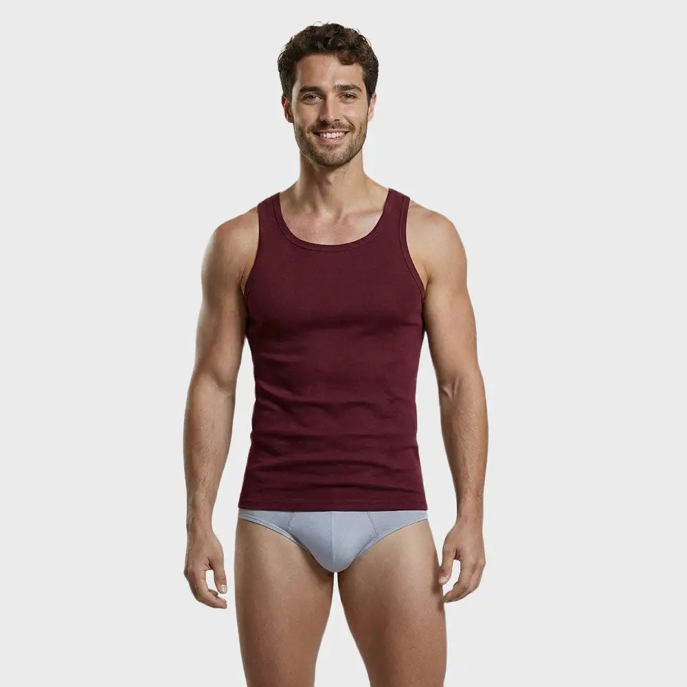 Men’s Super-Soft Ribbed Vest – Contoured Stretch Fit