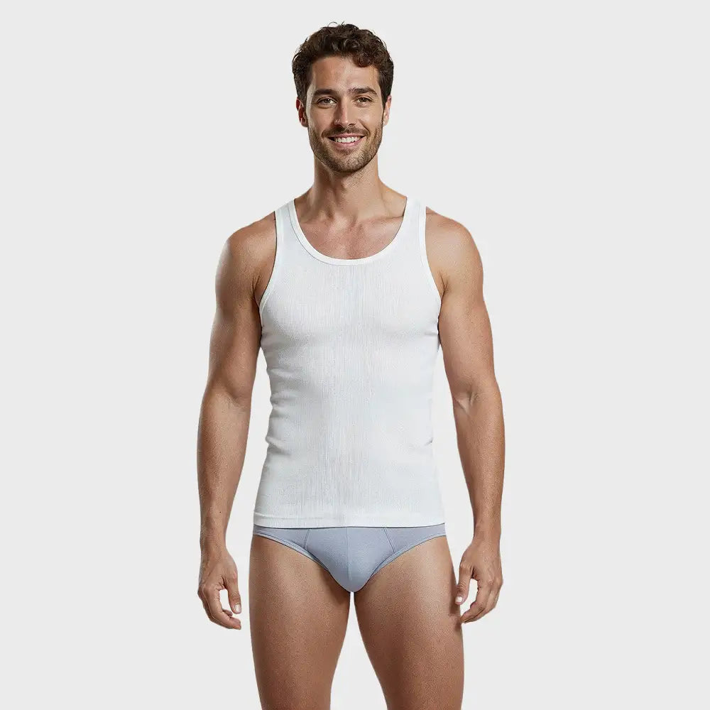 Men’s Super-Soft Ribbed Vest – Contoured Stretch Fit