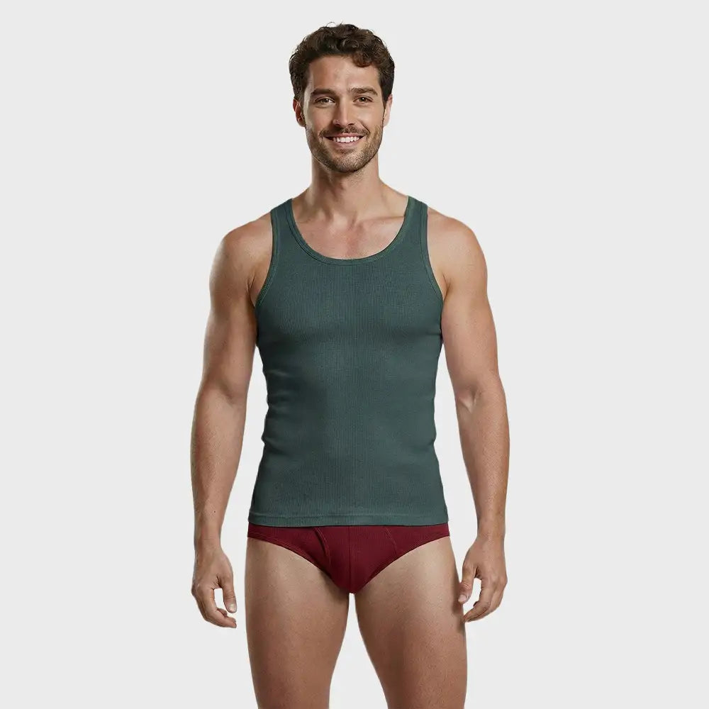 Men’s Super-Soft Ribbed Vest – Contoured Stretch Fit
