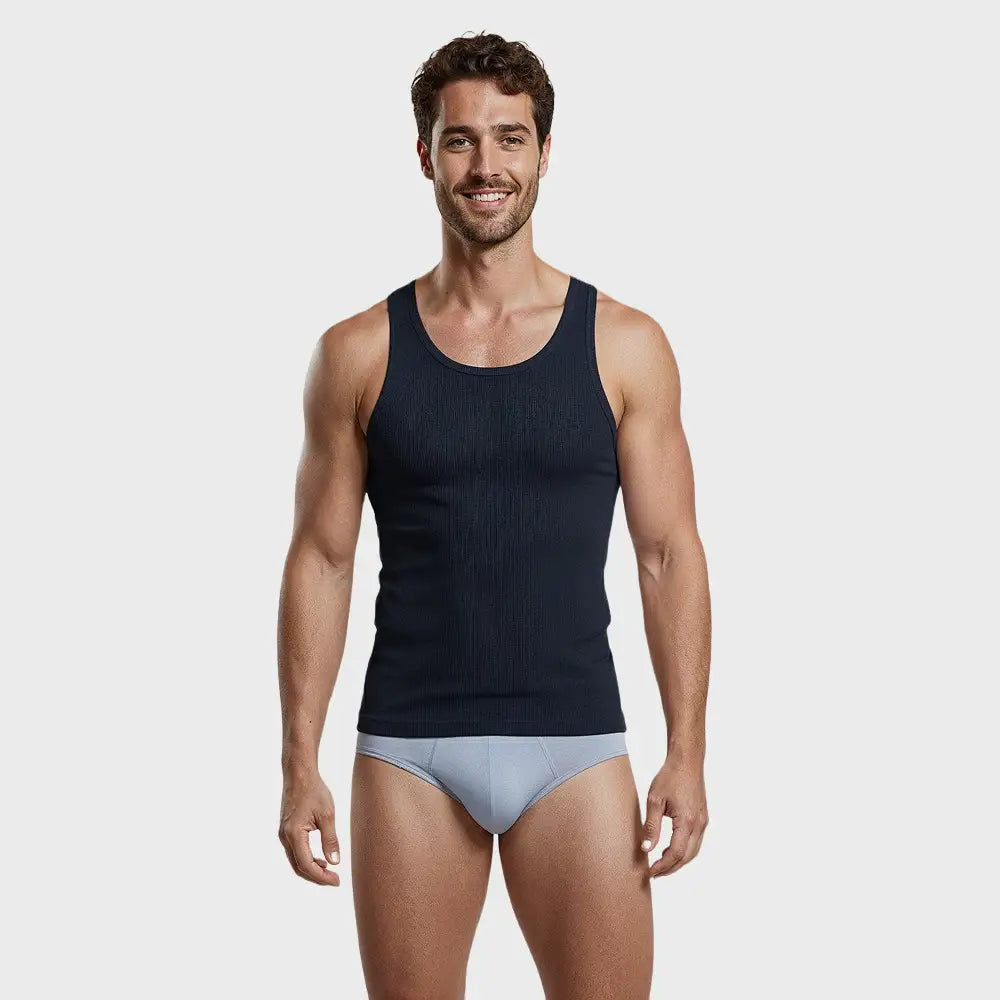 Men’s Super-Soft Ribbed Vest – Contoured Stretch Fit