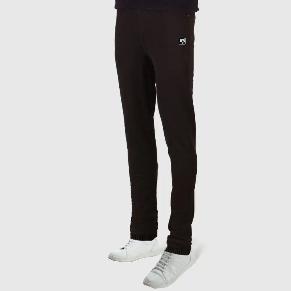 Men’s Urban Slim-Fit Joggers – Jet Black with Ribbed Ankle Cuffs