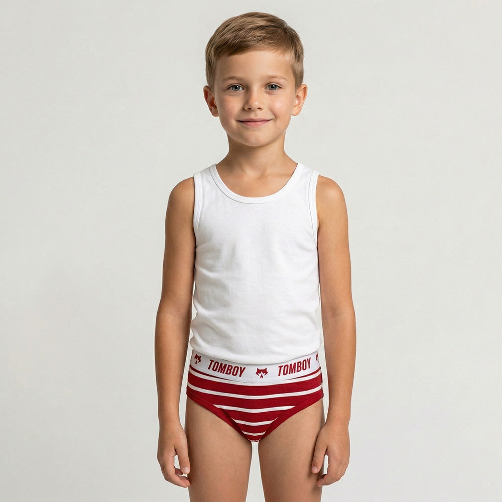 Boy’s All Over Printed Classic Striped Outer Elastic Briefs