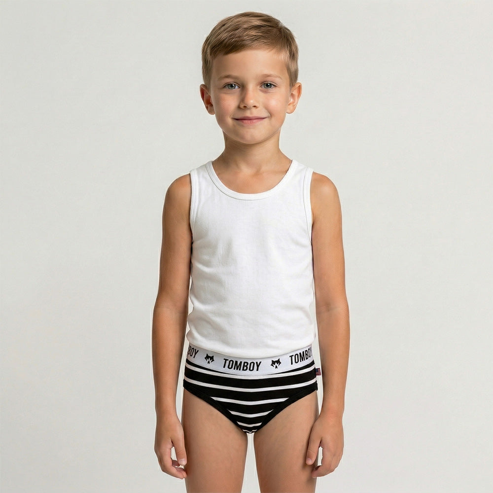Boy’s All Over Printed Classic Striped Outer Elastic Briefs