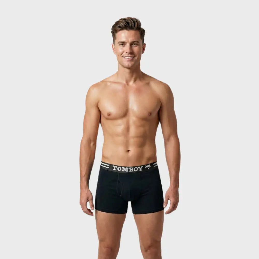 TOMBOY Men’s Grey Trunk with Red Sport Waistband – Functional Fly