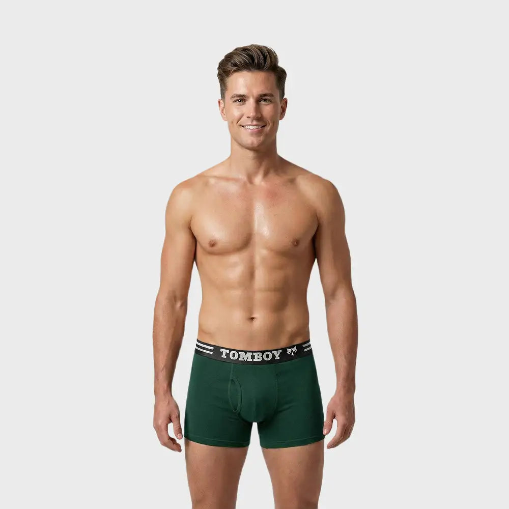 TOMBOY Men’s Grey Trunk with Red Sport Waistband – Functional Fly