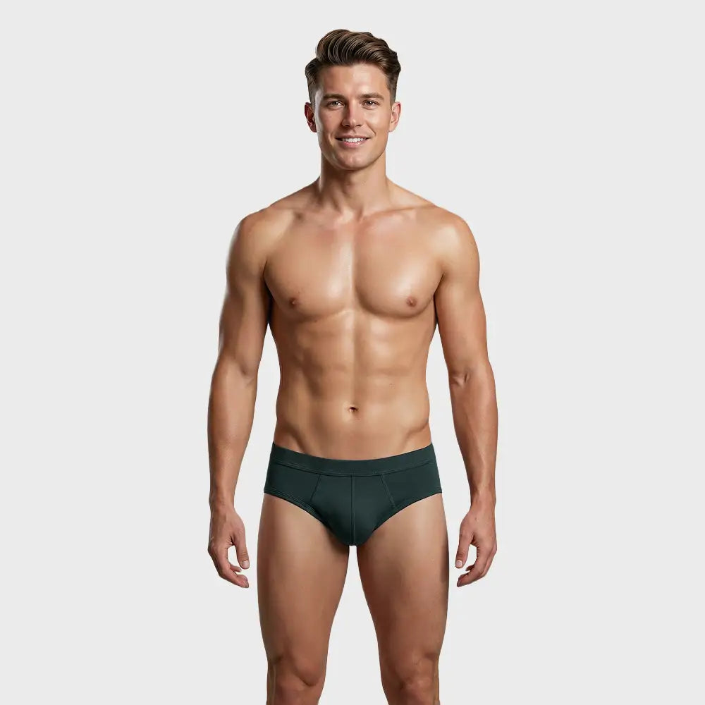TOMBOY Men’s Navy Comfort Brief – Fabric-Encased Waistband & Flag Detail