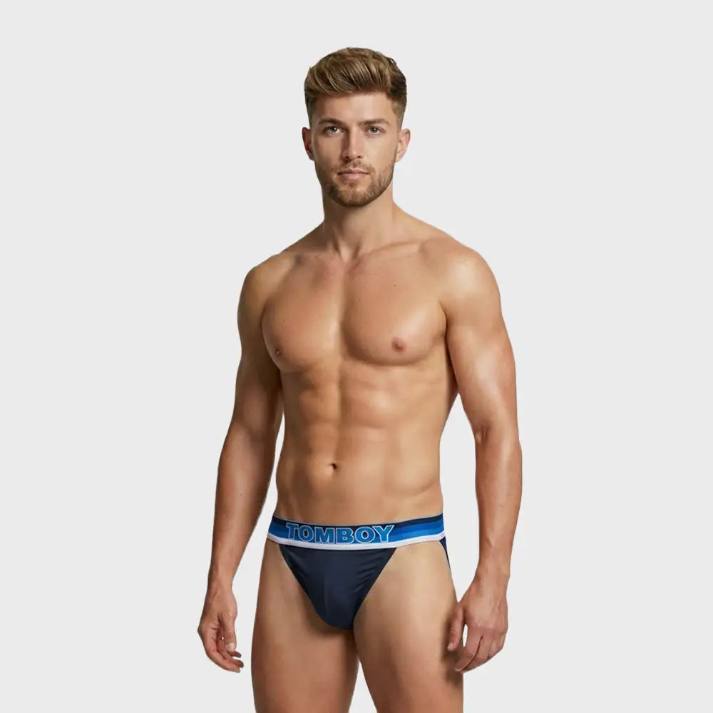 TOMBOY Men’s Retro-Sport Brief – Bright color & Sunset Stripe Waistband