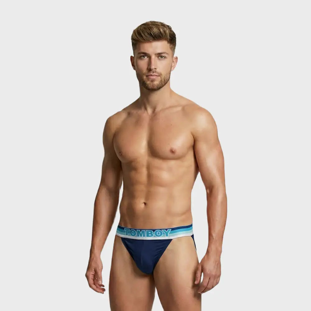 TOMBOY Men’s Retro-Sport Brief – Bright color & Sunset Stripe Waistband
