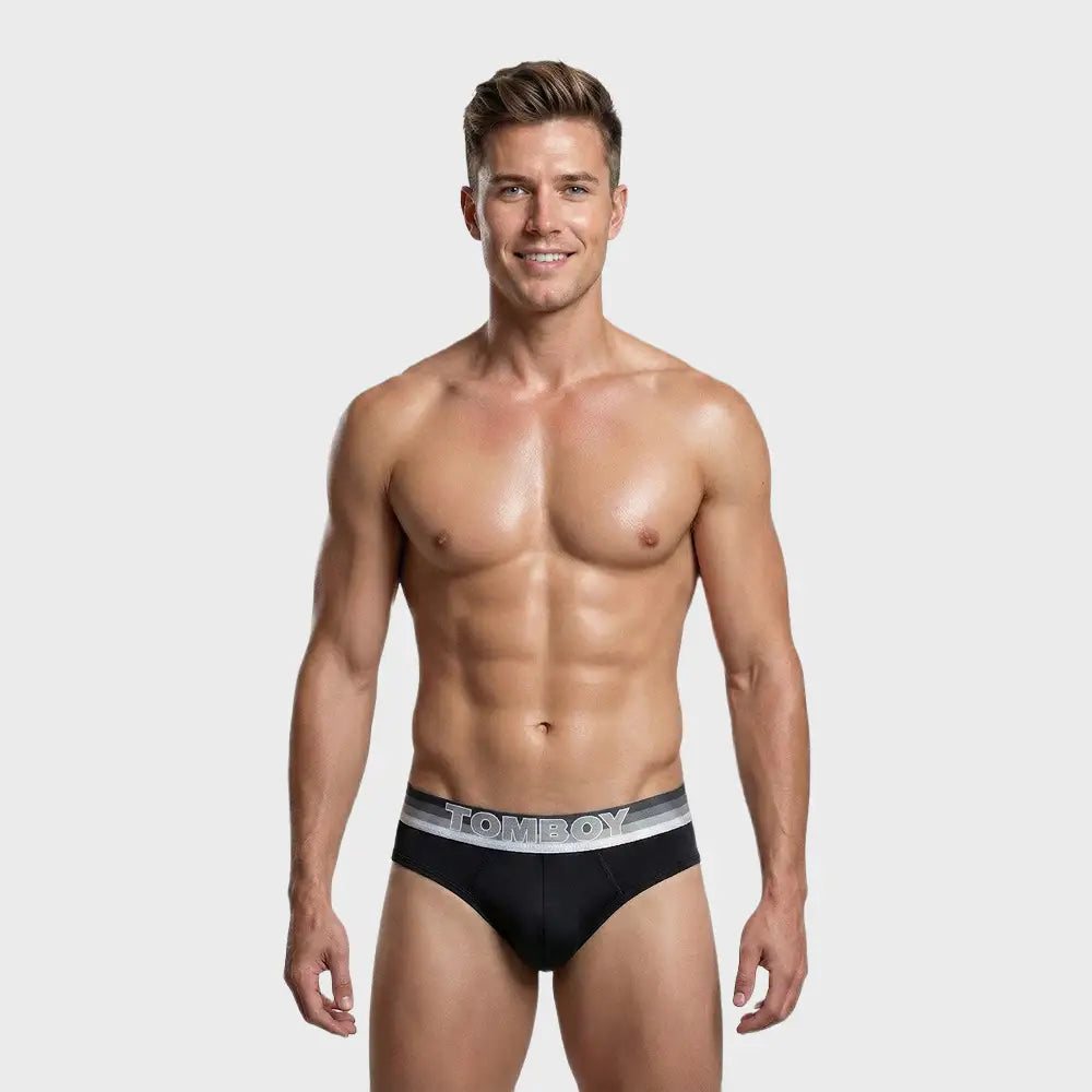TOMBOY Men’s Retro-Sport Brief – Stripe print Waistband
