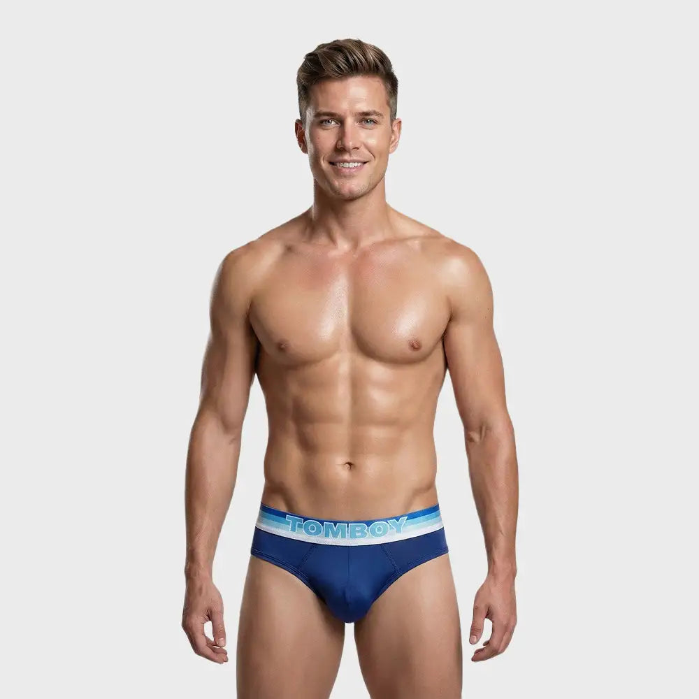 TOMBOY Men’s Retro-Sport Brief – Stripe print Waistband