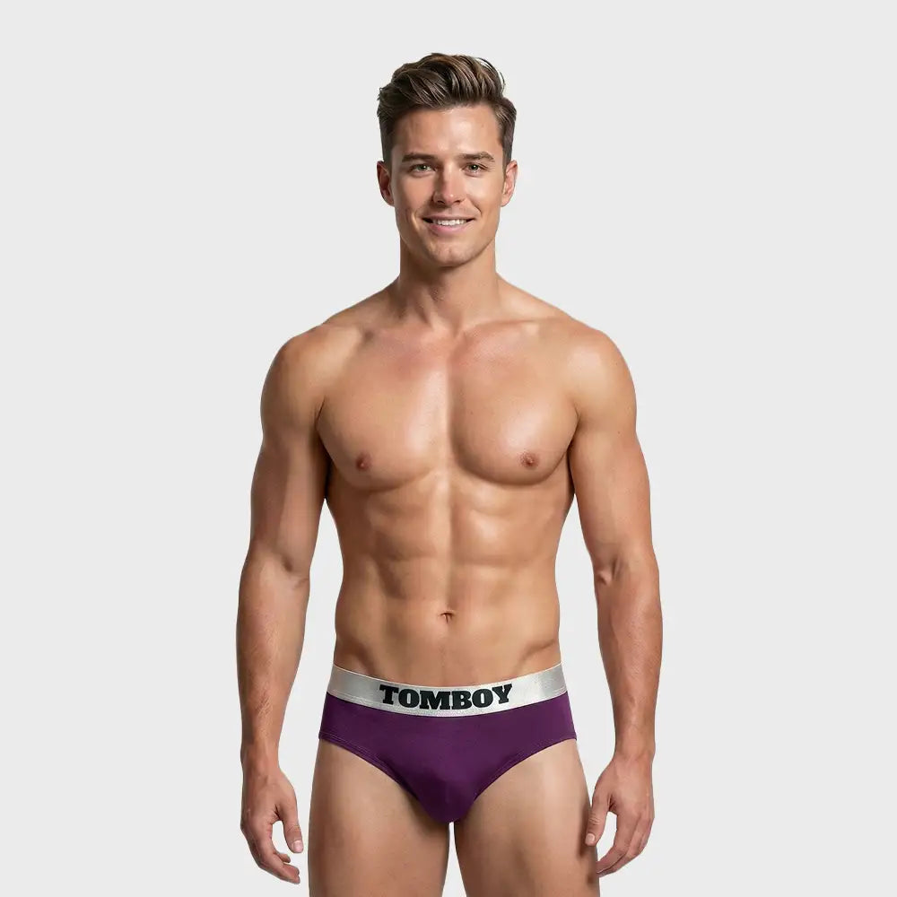 TOMBOY Men’s Statement Brief – Rich body & Silver Waistband