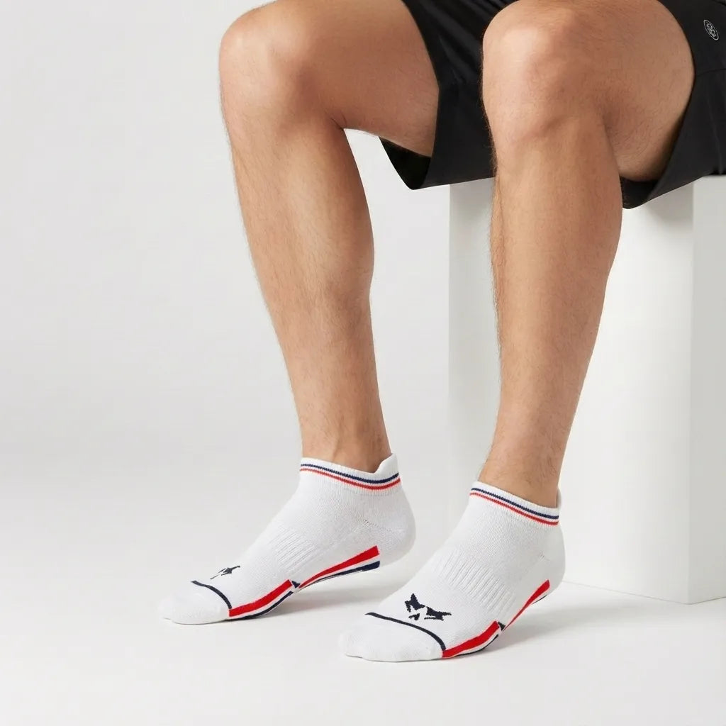 Men’s Sport Stripe Low Ankle Socks – Geometric Wolf Edition