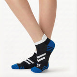 Men’s Striped Split-Toe No Show Socks – Geometric Wolf Edition