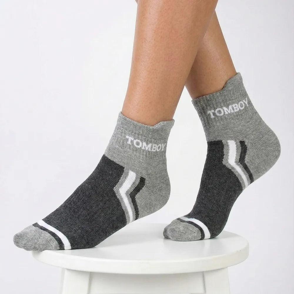 TOMBOY Active Edge Retro-Sport Chevron Quarter Socks | Performance Cotton Blend