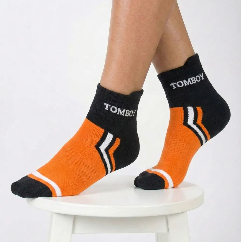 TOMBOY Active Edge Retro-Sport Chevron Quarter Socks | Performance Cotton Blend