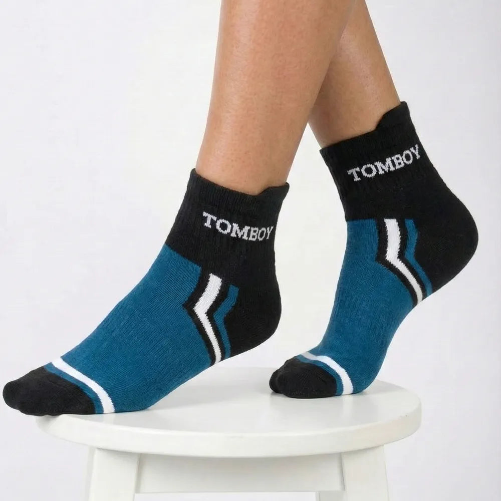 TOMBOY Active Edge Retro-Sport Chevron Quarter Socks | Performance Cotton Blend