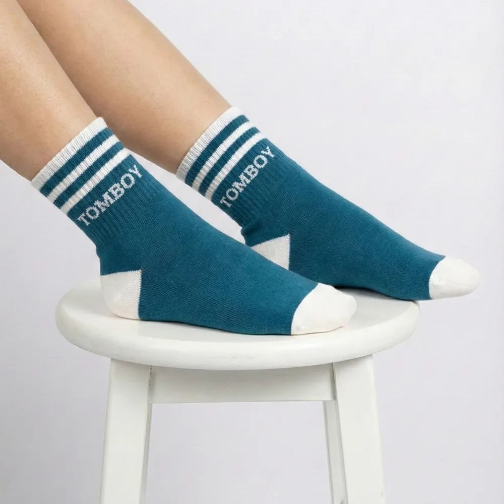 TOMBOY CLASSIC STYLE S749 Varsity Stripe Quarter Socks | Premium Cotton Blend